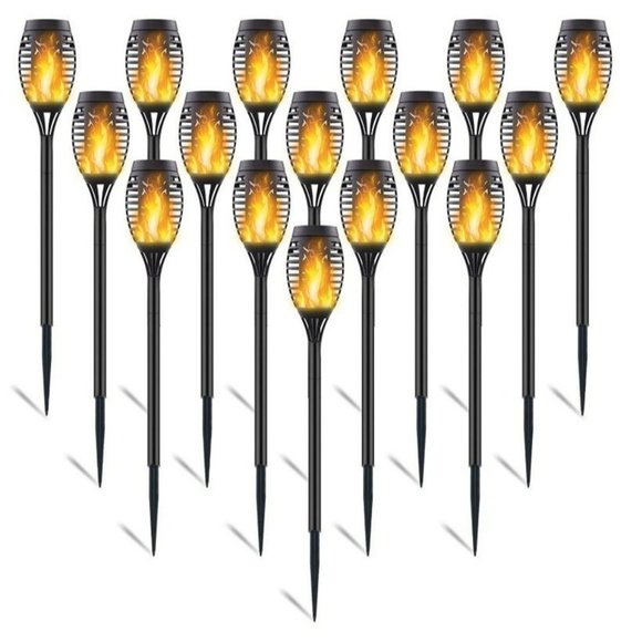 Permande 10 Pack Upgraded Solar Lights Outdoor, Mini Solar Torch Lights with Fli - Picture 1 of 7